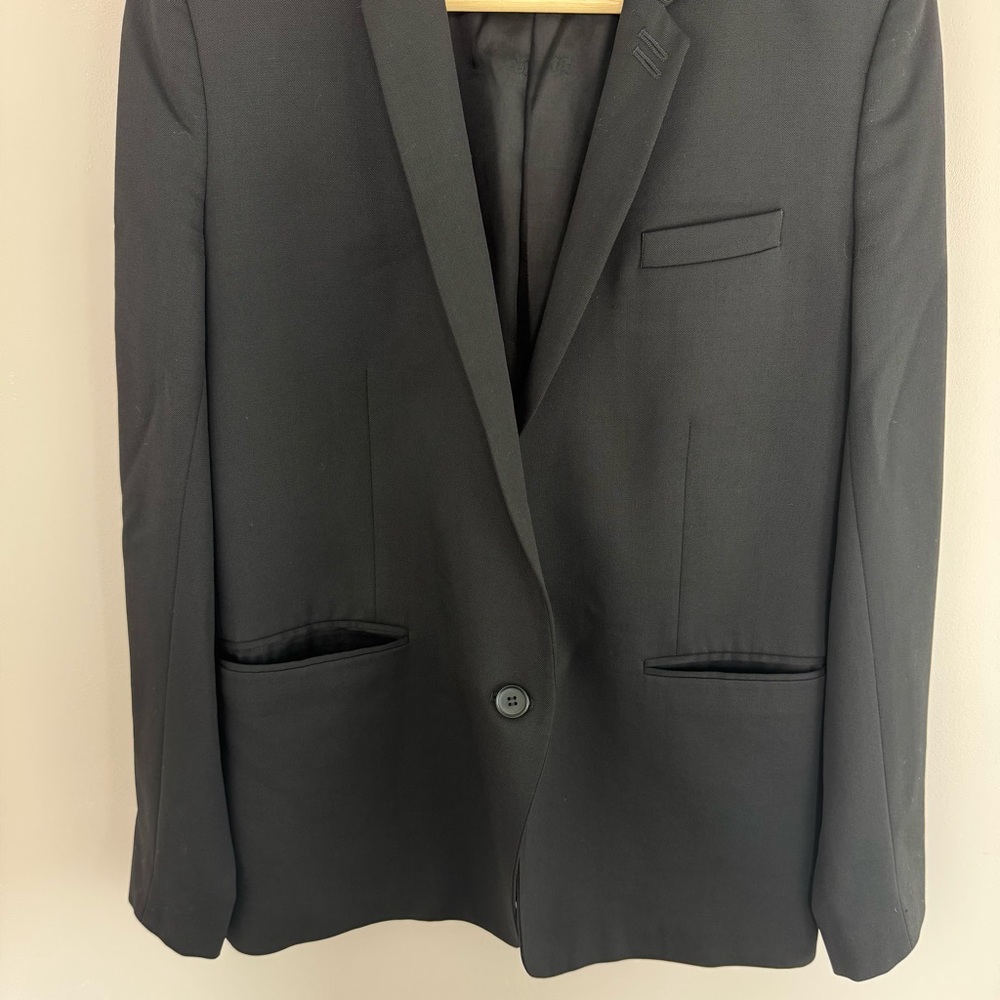 The Kooples One Button Blazer Jacket Black Wool Size IT 40 Minimalist - Picture 3 of 11
